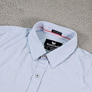 Buttercloth Shirt Mens XL Light Blue Icy Cotton Short Sleeve Button Up Cooling